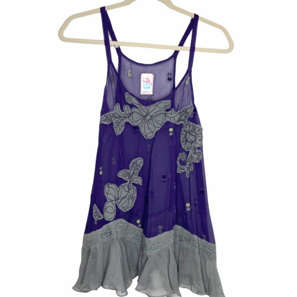Free People Purple and Gray Tank Top